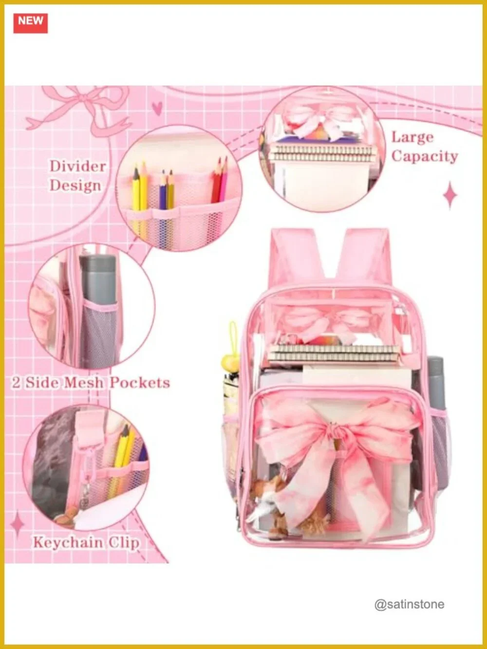 Clear PVC Backpack Set with Lunch Bag and Pencil Case